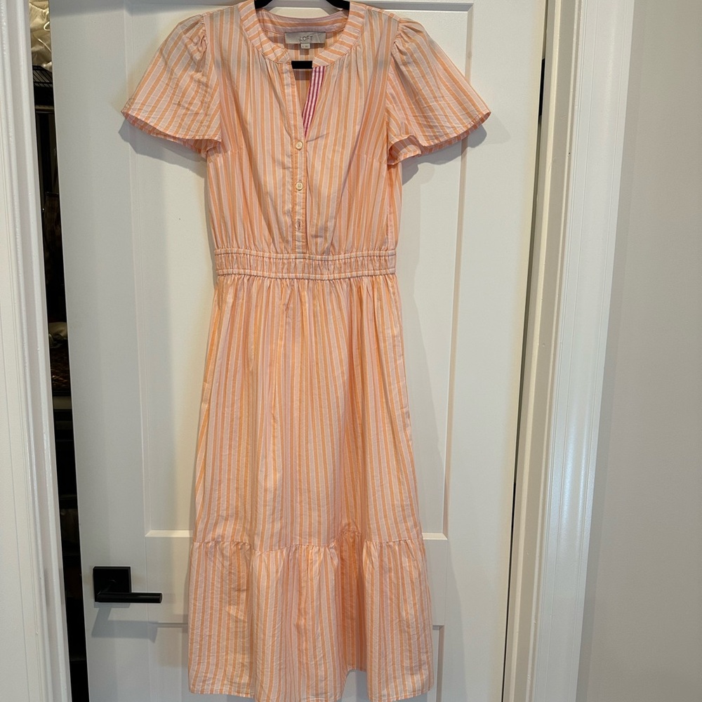 LOFT Peach and Pink Striped Blouse